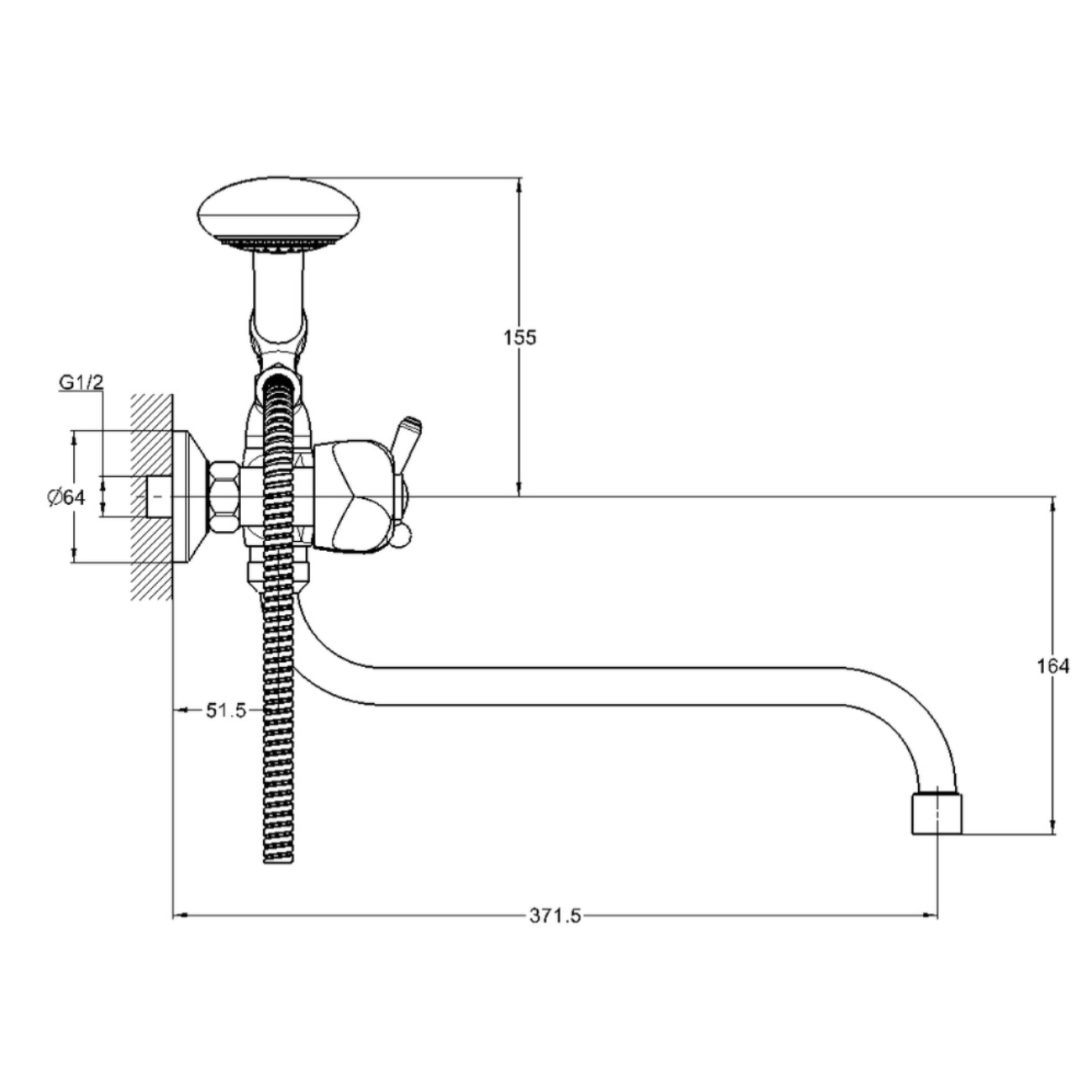 Смеситель для ванны G-Lauf QTZ7-B827 двуручковый