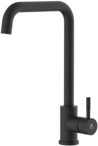 КУХНЯ  Diadonna   D46-0004BL ø35, п/гайку, высокий излив, черный, (подводка 50см - 2 шт.) нерж. сталь