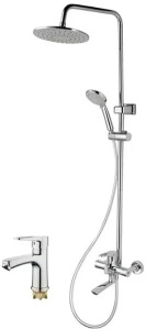 Душевая система + раковина  G-LAUF  NEB-BOX с душевой системой, ø35, излив 150мм 360°, встр. переключение, Хром