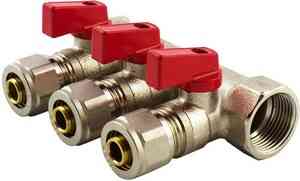 Коллектор универс. с кранами и евроконусом для МП AQUALINK  3/4"х16х2 вых.