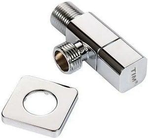 КРАН УГЛОВОЙ для с/м   1/2"x3/4"  НР-НР с отраж., латунный, квадратный TIM   