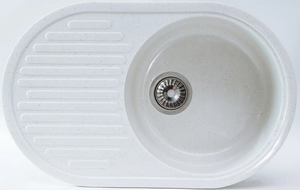 Мойка  керамогранит S21  овальн   720 *450    (чаша 380 мм,  h 18,5 мм ) (перелив, б/отв., унив-я, БЕЗ СИФОНА.) матовый    БЕЛЫЙ КРАП      