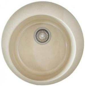 Мойка  керамогранит  S1   D 490мм круглая   (390*190мм., уст. проем 490мм.) (перелив + отв. под смес., БЕЗ СИФОНА.) матовый    БЕЖЕВЫЙ   