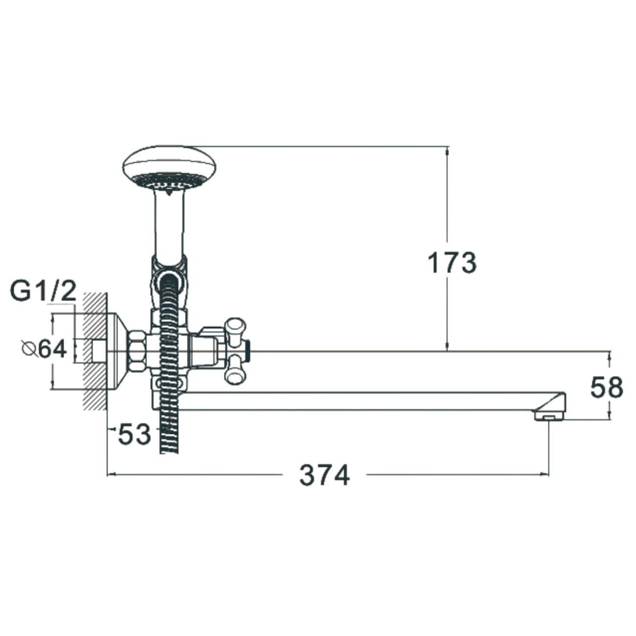 Смеситель для ванны G-Lauf QST7-A827 двуручковый