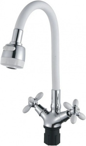 КУХНЯ  ЭВЕРЕСТ  B57-071A  1/2" к  на гайке ГИБКИЙ НОС БЕЛЫЙ ДЕКОР