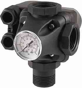 Реле давление в комплекте с пятивыводным переходником и Манометром. XPD-2-3W JEMIX. Внутренняя Резьба (МАМА)  (1,4-2,8 bar, класс IP-54) 