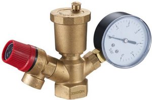 ГРУППА БЕЗОПАСНОСТИ  д/котла КОМПАКТ 1" ZEGOR QS-5802 (возд-к и маном. 6 бар, предохр. клапан 3 бар)