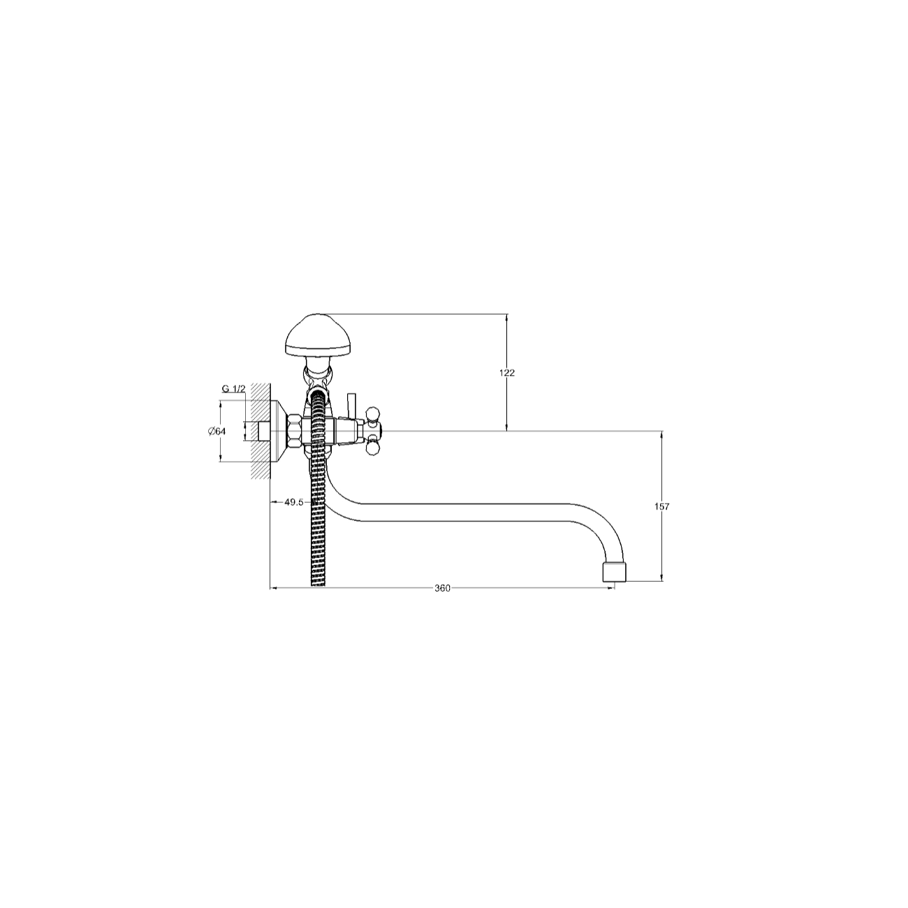 Смеситель для ванны G-Lauf JMX7-A605 двуручковый