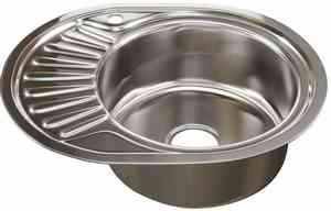 МОЙКА врезная 45х57 (0,6)  ПРАВАЯ овальная (вып. 3 1/2", глубина чаши 16см, сифон) MIXLINE