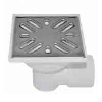 Трап горизонтальный D50 реш. НЕРЖ. СТАЛЬ, 100х100 с гидрозатвором до 1 л/с ТАТПОЛИМЕР   