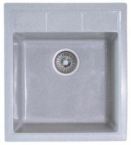 Мойка  керамогранит S10  квадратн   510 *450    (чаша 380* 375 мм,  h 18 мм ) (перелив + отв. под смес., БЕЗ СИФОНА.) матовый    СЕРЫЙ    