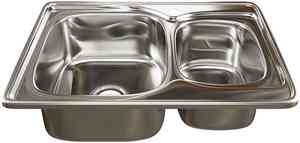 МОЙКА врезная 50х70 (0,8)  2-х чашев  вып  3 1/2" (глубина чаши 18 см, сифон) MIXLINE