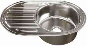 МОЙКА врезная 50х77 (0,6)  ПРАВАЯ овальная (вып. 3 1/2", глубина чаши 16см, сифон) MIXLINE  