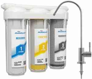 АБФ-ТРИА - УМЯГЧЕНИЕ, ТРЕХСТУПЕНЧАТАЯ  система очистки воды под КУХОННУЮ МОЙКУ с отдельным краном