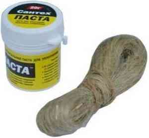 Уплотнительный комплект: Паста + лен (20 гр./14 гр) "СантехПаста"